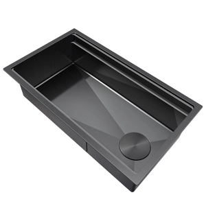 Side Drain Hole Black Workstaion Sink